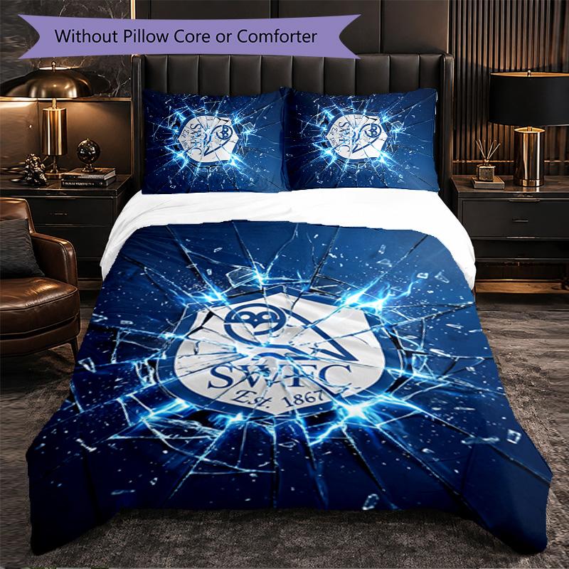 Sheffield Wednesday Football 3 Piece Bedding Set Soft Duvet Cover Set with Pillowcases Printed Bedroom Decor Set for Home