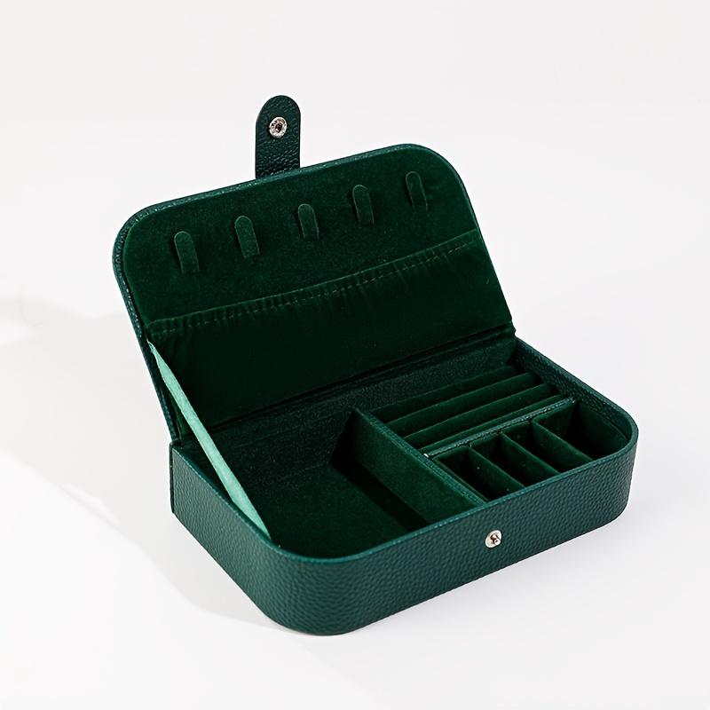 

Elegant Green Jewelry Box - Large Faux Leather Organizer for Earrings, Necklaces & Rings. Perfect Gift for Women & Mothers!