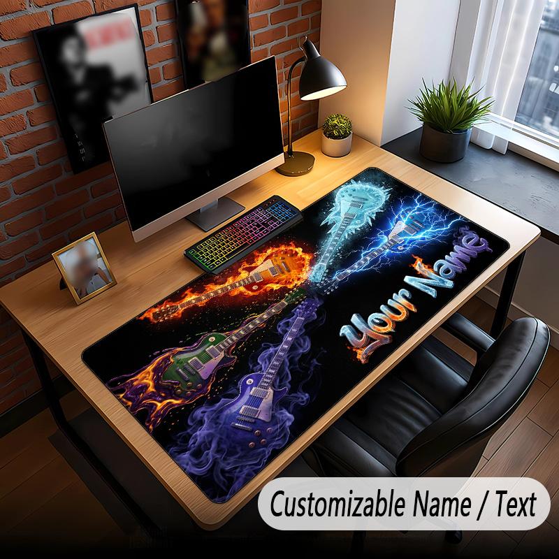 Music Guitar Theme Custom Mouse Pad Personalized With Name Text Customized Desk Mat For Office Home Decor