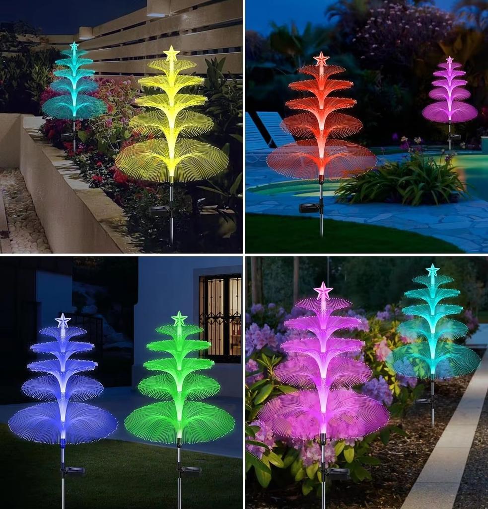 Solar Jellyfish Lights Outdoor 5 Layers 7 Color Changing Jellyfish Lights Jellyfish Solar Flower Lights For Christmas Pool Decor