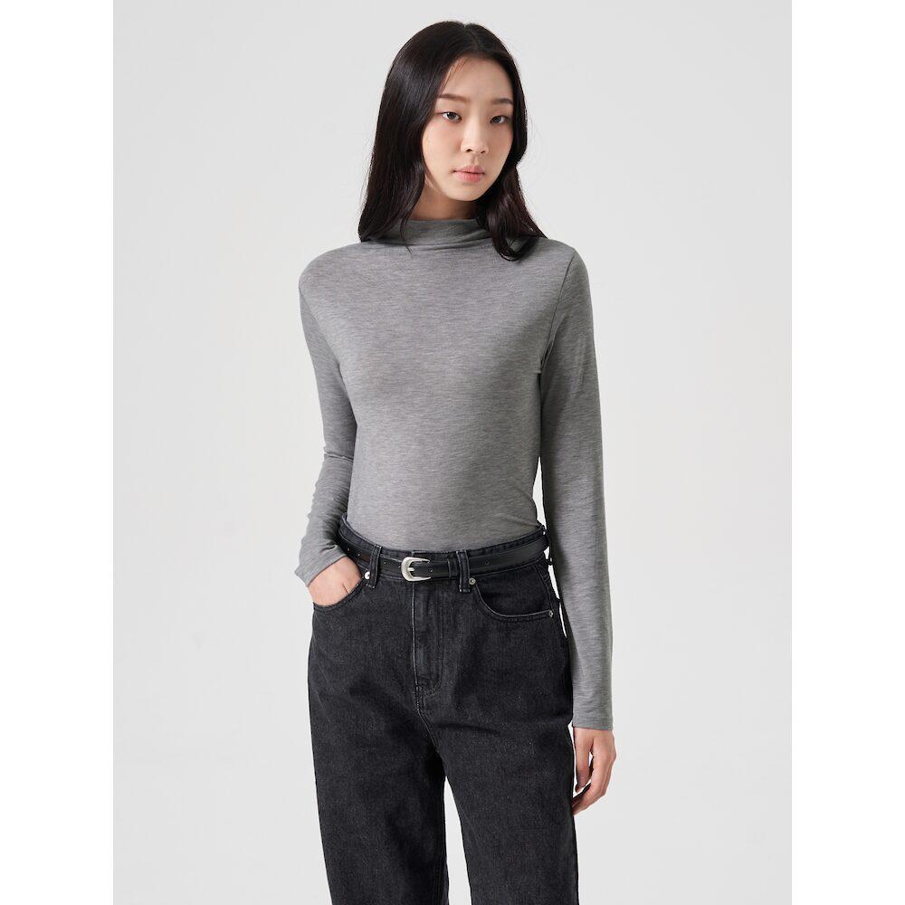 8SECONDS Tencel Spandex Mock Neck T-Shirt Ash