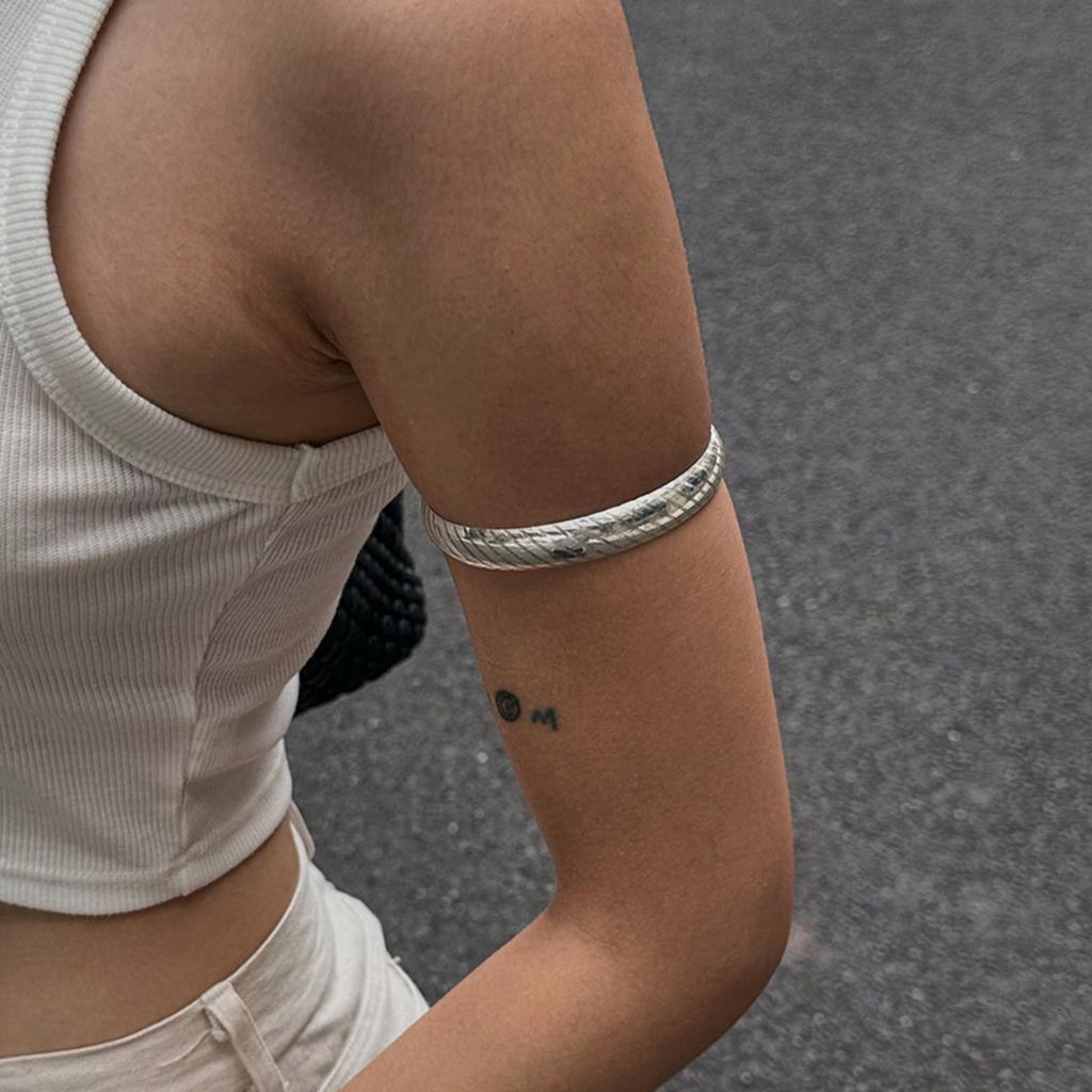 SHIXIN Trendy Geometric Circular Wide Bangle for Women Punk Silver Color Metal Charm Bracelet Arm Bangle Personalized Jewelry