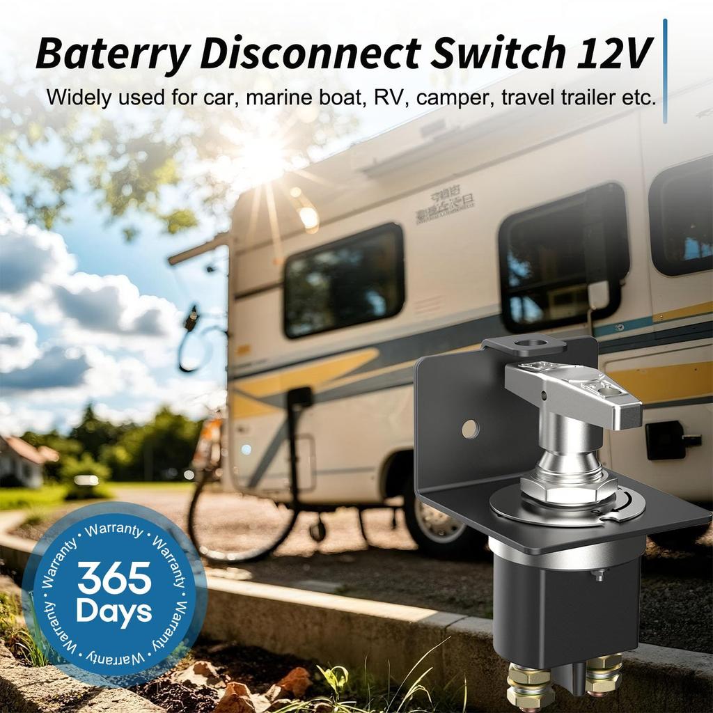 12-36V Master Battery Disconnect Switch,High Current up to 500A.Perfect for Cars, Trucks, RVs, Boats, and ATVs. Easy On/Off Operation with Face Plate