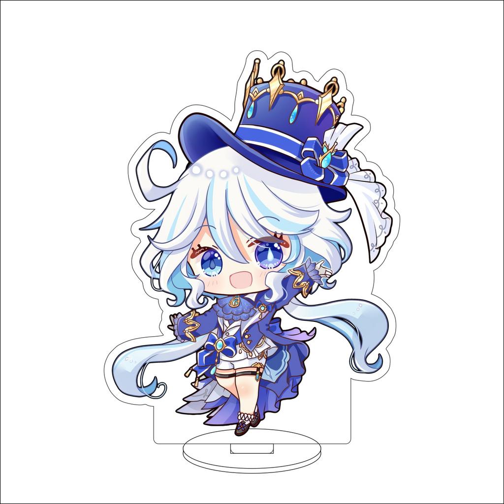 10CM Anime Genshin Impact Figure Stand Model Furina de Fontaine Cute Desk Decor Standing Sign Gifts