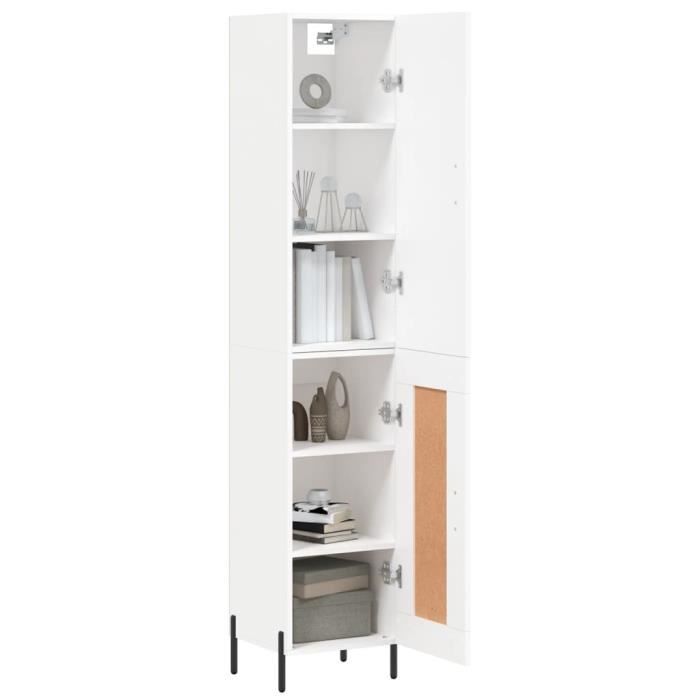 VidaXL Buffet haut Blanc 34,5x34x180 cm Bois d'ingénierie 3199113
