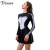 Trisass Women's Long-Sleeve Skirted Sport Swimsuit
