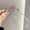 Luxury Pink Color Rimless Reading Glasses Female Square Frame Diamond Cut Presbyopia Anti-blue Far Sight Eyeglasses for Women