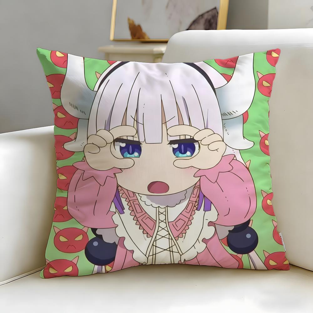 anime Miss Kobayashis Dragon Maid Cushion Cover Soft  EasyWash Pillow Case  Versatile for Couch Bed Travel and Office