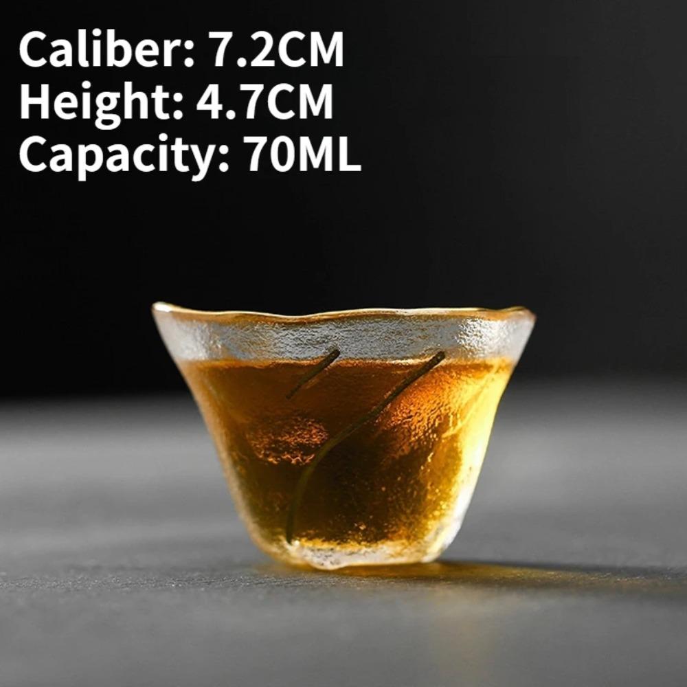 

Японская позолоченная стеклянная кованая чашка для чая в стиле кунг-фу с золотой каймой для сакэ Master Tea Bowl Чайный сервиз Домашняя кухонная утварь <200ml