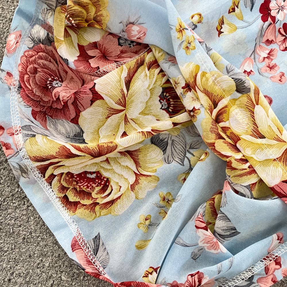 Fashion Set Women's  Long Sleeve Square Neck Slim Fit Chiffon Shirt 2 Two Pieces Suits Sets High Waist Slim Wide L