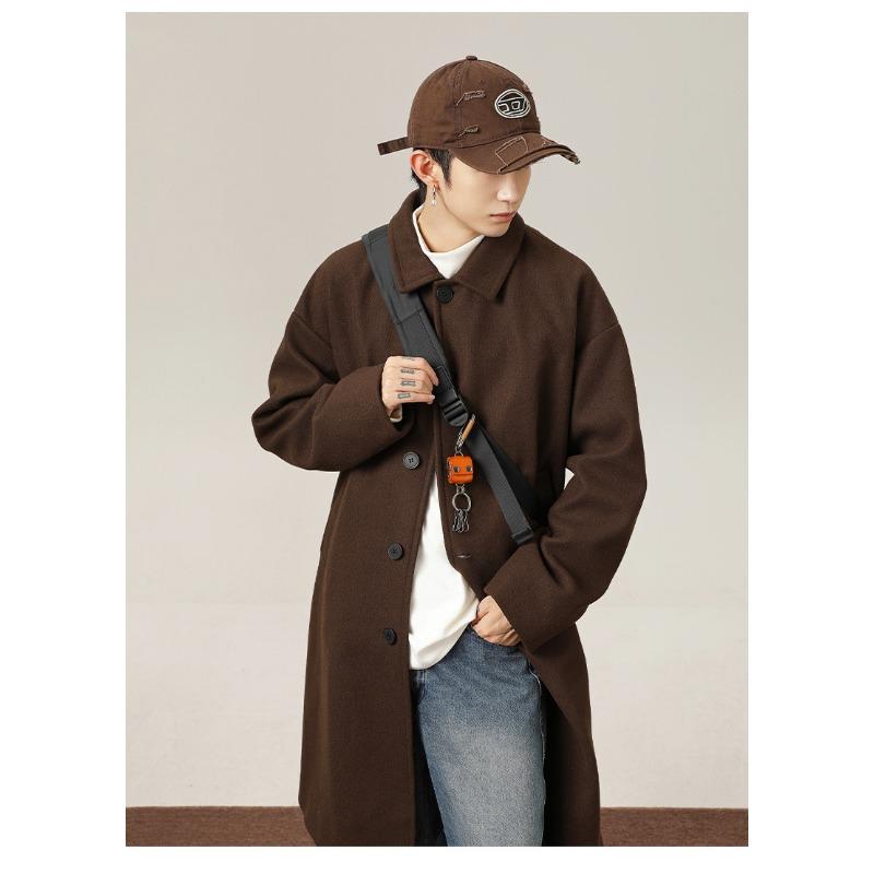 Spring and Autumn Men's New Mid-length Loose Thickened Lapel Jacket