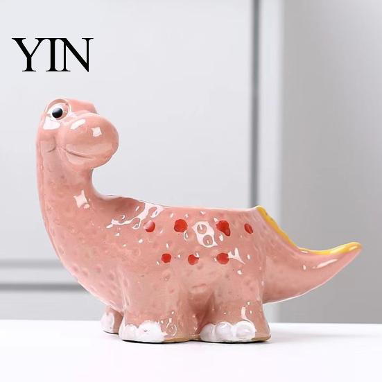 Stabiler Keramik-Sukkulenten-Übertopf Dinosaurier-Topf, Cartoon-Blumentopf mit Drainageloch, Niedlich Klein für Fensterbank Dino-Pflanze Sukkulenten,