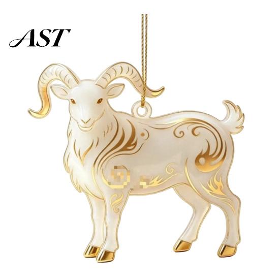 Decorative Acrylic Christmas Tree Decoration 2D Goat Ornament, Cute Animal Sheep Hanging Decor for Lightweight Holiday Accessory Tree, Party