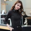 Women Shirt Lapel Long Sleeve Single Breasted Shirt Tops Solid Color Slim Fit Office Lady Shirt Work Wear