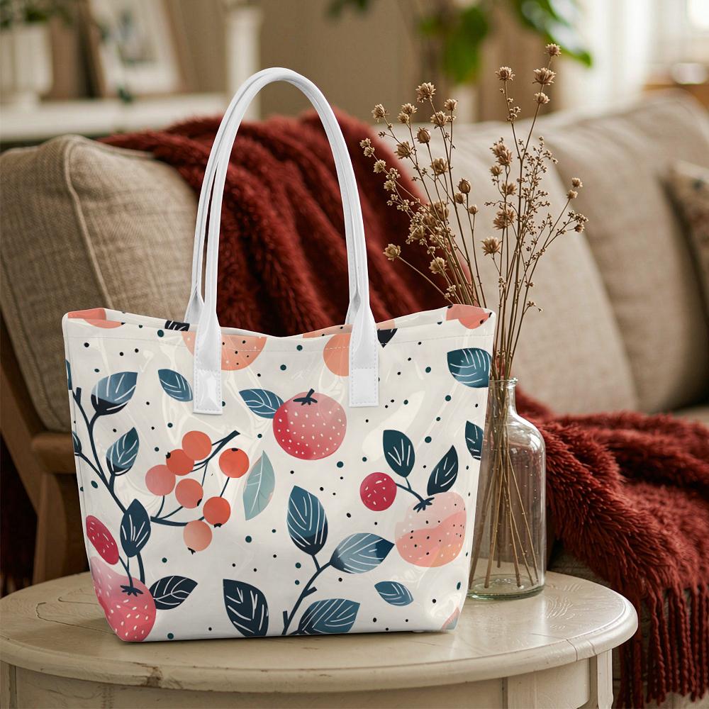 Cute Fruit Print Tote Bag Casual Daily Shoulder Bag for Ladies Shopping Outdoor Use