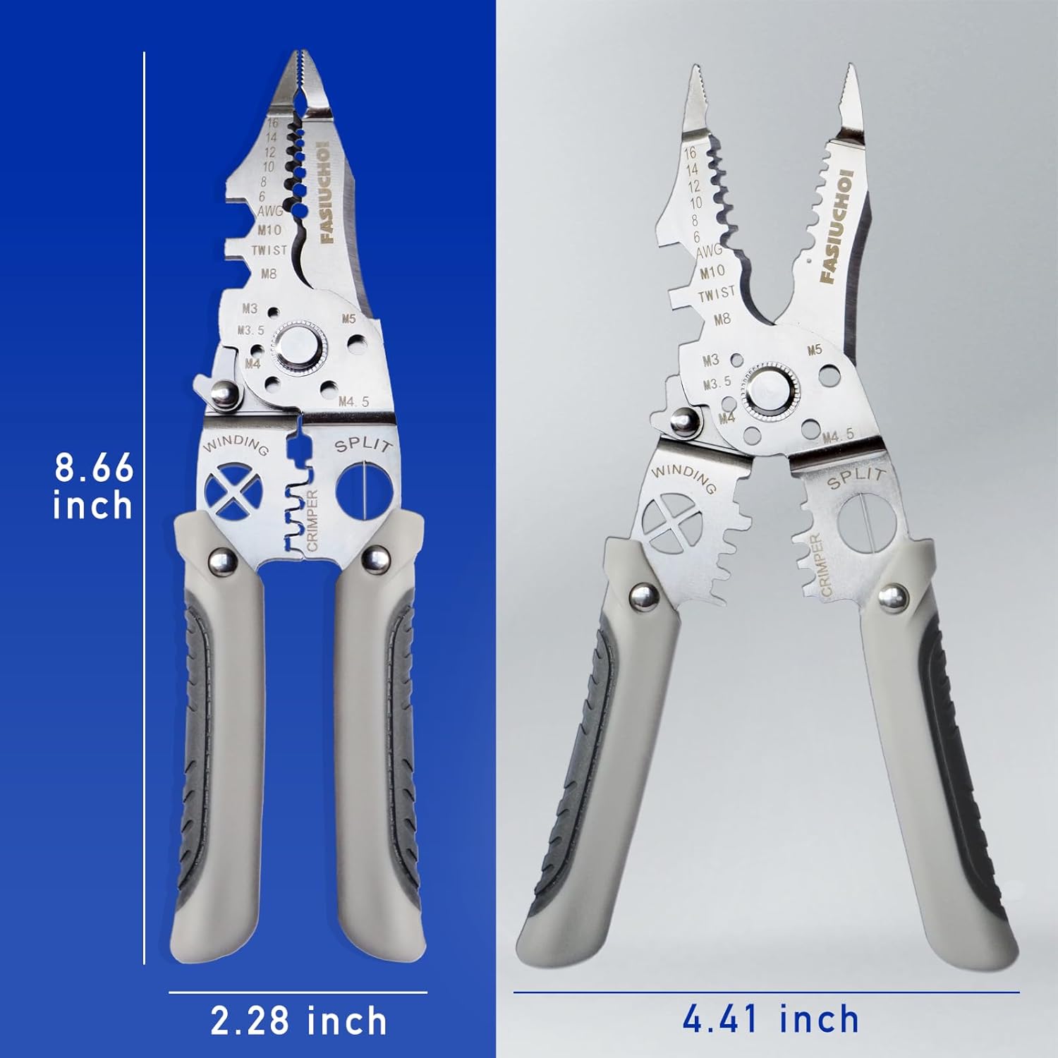 Multi-function Wire Stripper Tool Electrical, 9-in-1 Wire Cutter & Wire Crimping Tool, Adjustable AWG 6-16, Comfortable Grip and Refined