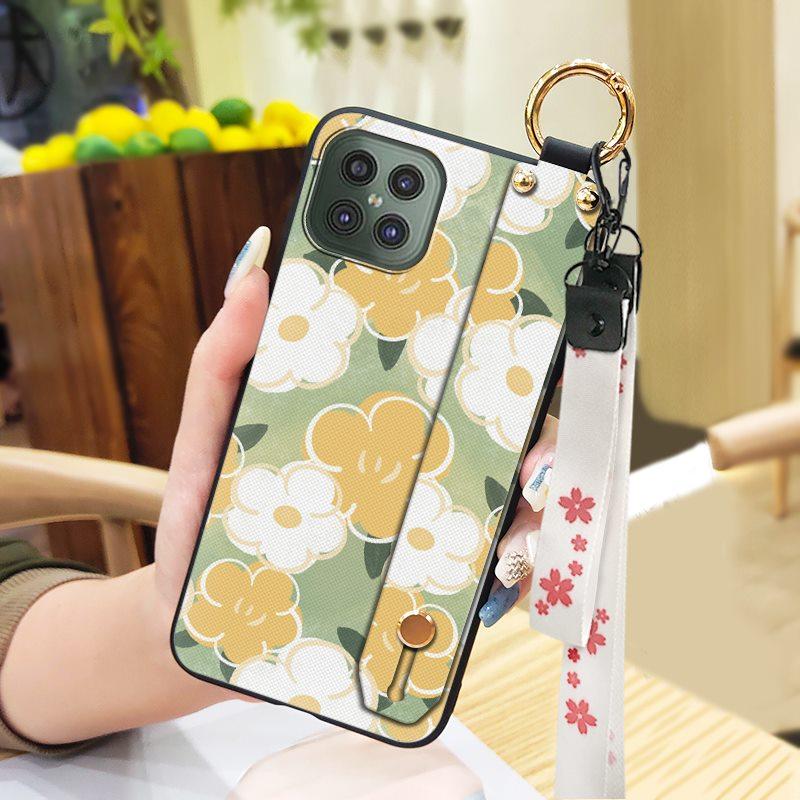 Shockproof Back Cover Phone Case For Cubot C30 Soft case Durable Flower Phone Holder Ring Wrist Strap Dirt-resistant