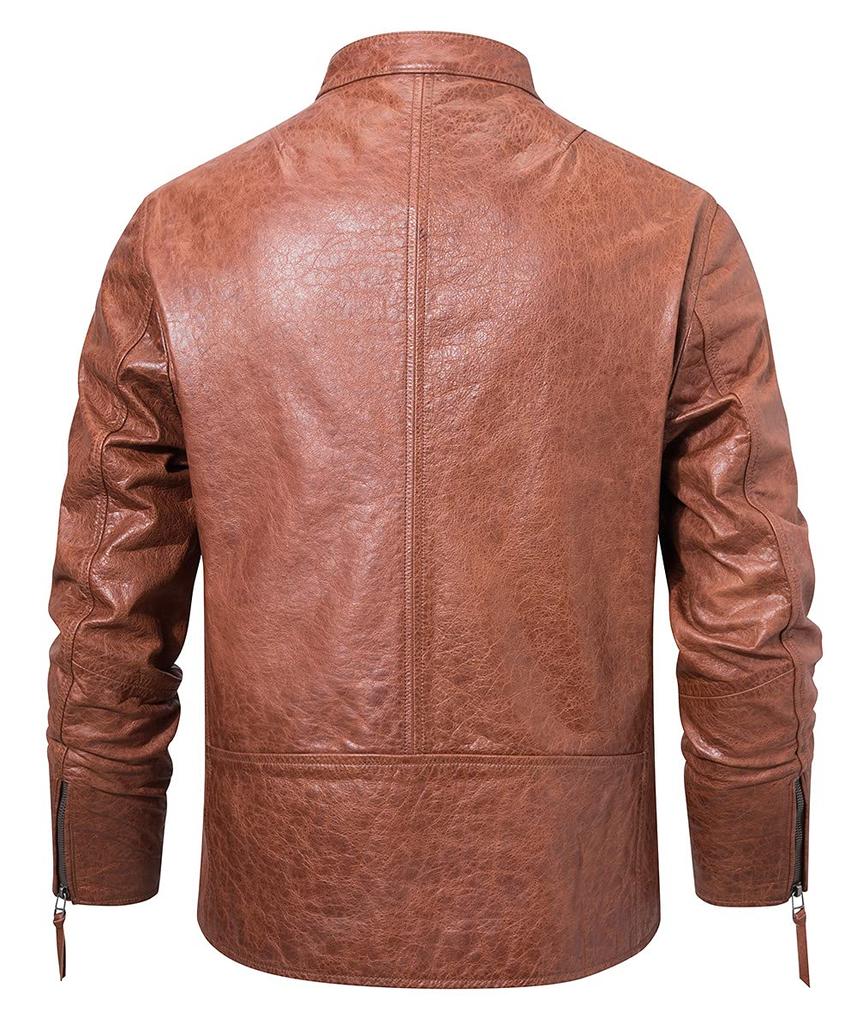 Leather Biker Cowhide Fashionable Outerwear for and Thick [FLAVOR] Jacket, Jacket, Leather, Men's Coat, Spring, Autumn, Winter, Windproof,