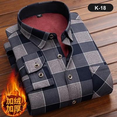 Novedad Otoño e Invierno 2025 Camisa Clásica de Moda Salvaje a Cuadros de Manga Larga para Hombre Camisa Gruesa Cálida de Alta Calidad con Forro de Terciopelo para Hombre