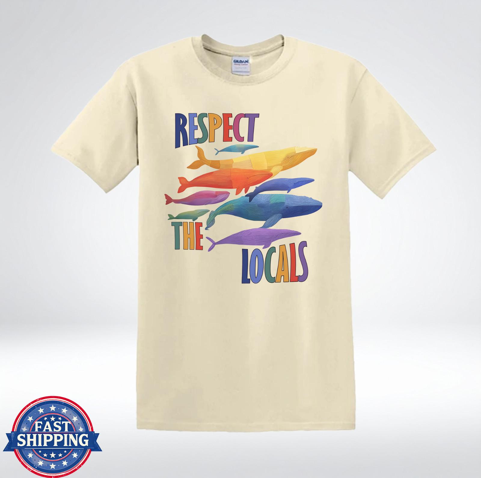 Respect The Locals Rainbow Whale Ocean Pride T-Shirt S