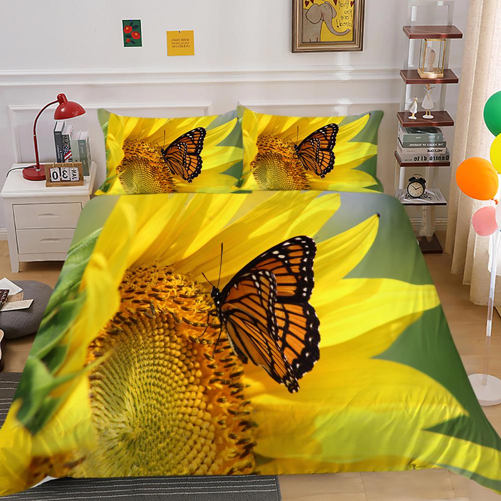 3D Flower Theme Bedding Set Couple Quilt and Pillow Case Bedding Set AU/EU/US Full Size Home Decoration