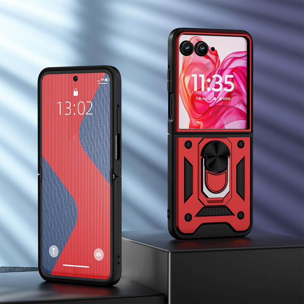 

Противоударный защитный чехол KEYSION для Motorola Razr 50 Ultra 5G, мягкий силиконовый чехол + подставка для ПК, задняя крышка для Motorola Razr+ 2024 for Razr 50 Ultra красный
