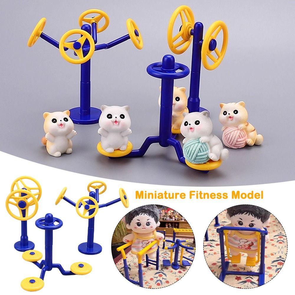 3PCS/Set Kunststoff Outdoor Sport Modell Gelb&Blau Maßstab Fitnessstudio Zubehör Mini Sandtisch Modell Geschenk