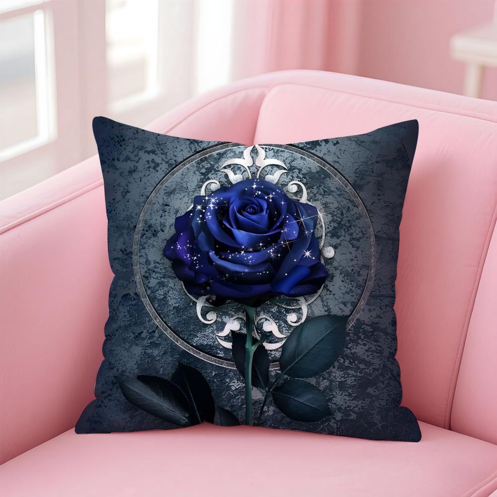 Romantic blue roses Cushion Cover Pillow Case Soft Skin Friendly Fabric  Concealed Zipper
