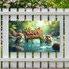 Colorful Happy Birthday Banner Vibrant Jungle Otter Celebration Decoration Lightweight Jungle Backdrop for Birthday Celebration