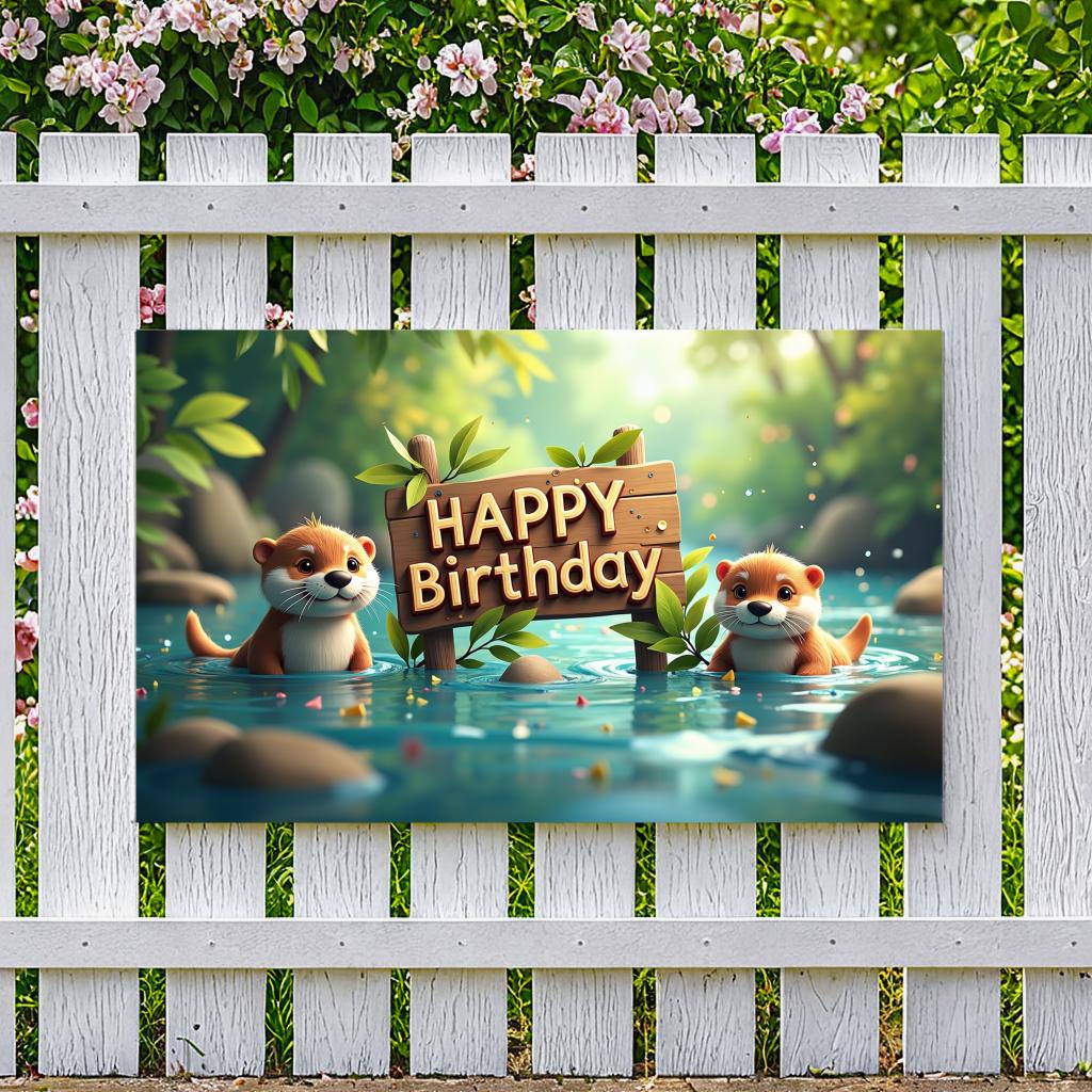 Colorful Happy Birthday Banner Vibrant Jungle Otter Celebration Decoration Lightweight Jungle Backdrop for Birthday Celebration