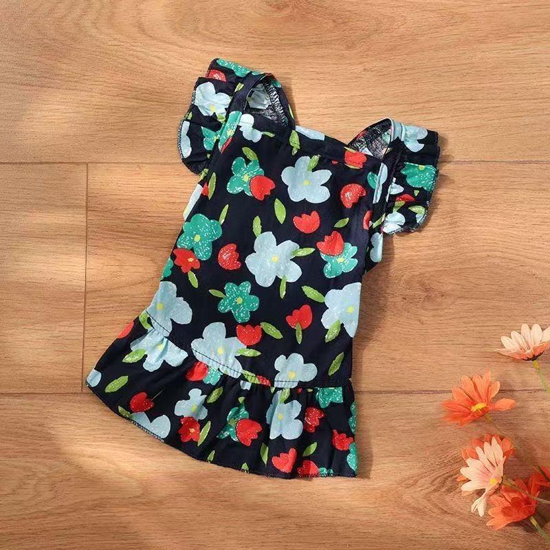 

Pet clothing Hawaiian casual suspender skirt floral spring and autumn thin dog cat cool breathable clothes 2XL білий