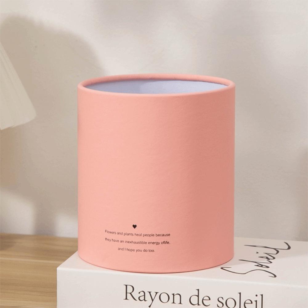 New Rose Flower Gift Box Round Solid Color Gift Packaging Paper Box Bouquet Storage Flower Arrangement Bucket Valentine's Day