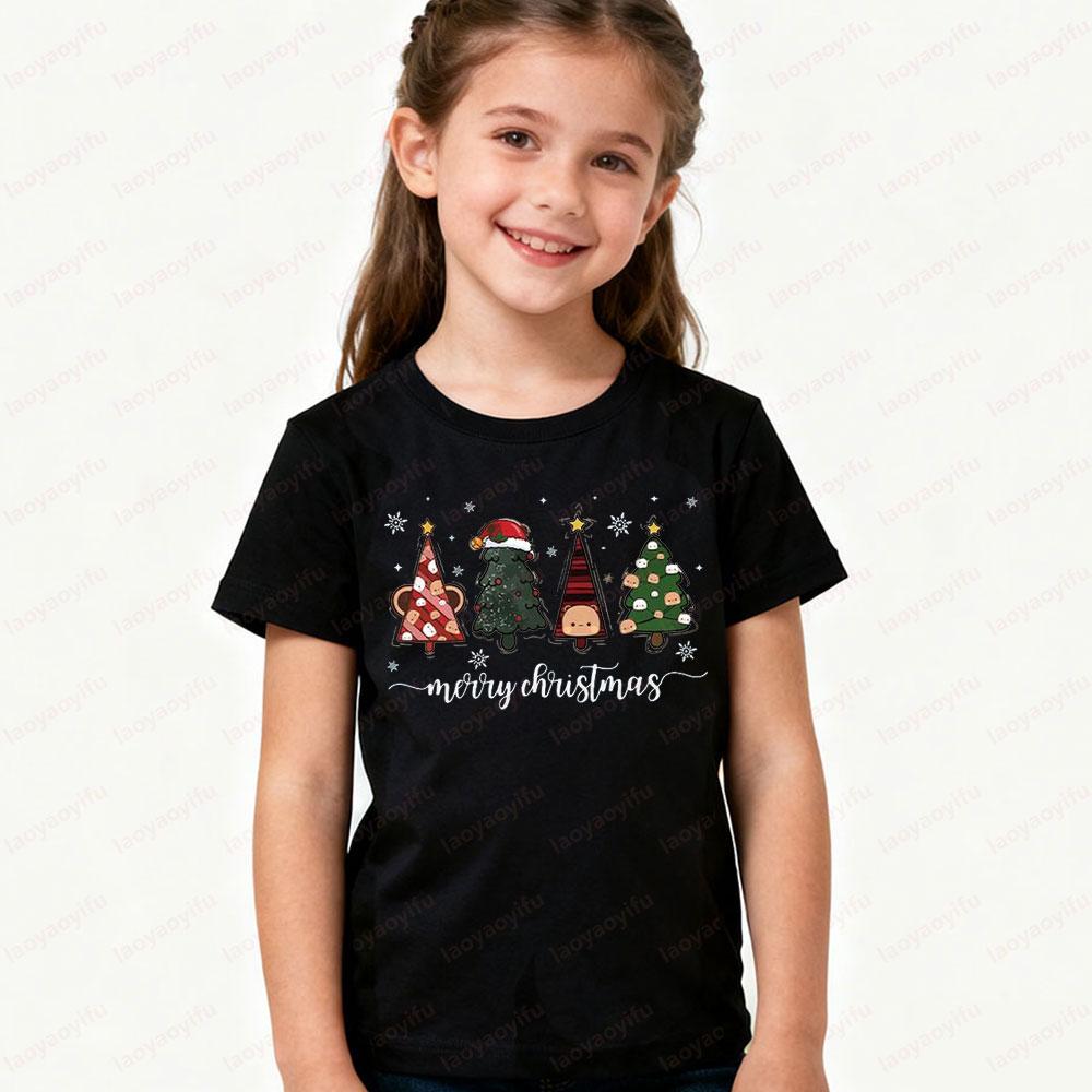 Fun Bubu Dudu Christmas Tree Children's Sports Shirt Kawaii Holiday Boys and Girls Casual T-shirt Cute Cartoon Printed Children's T-shirt