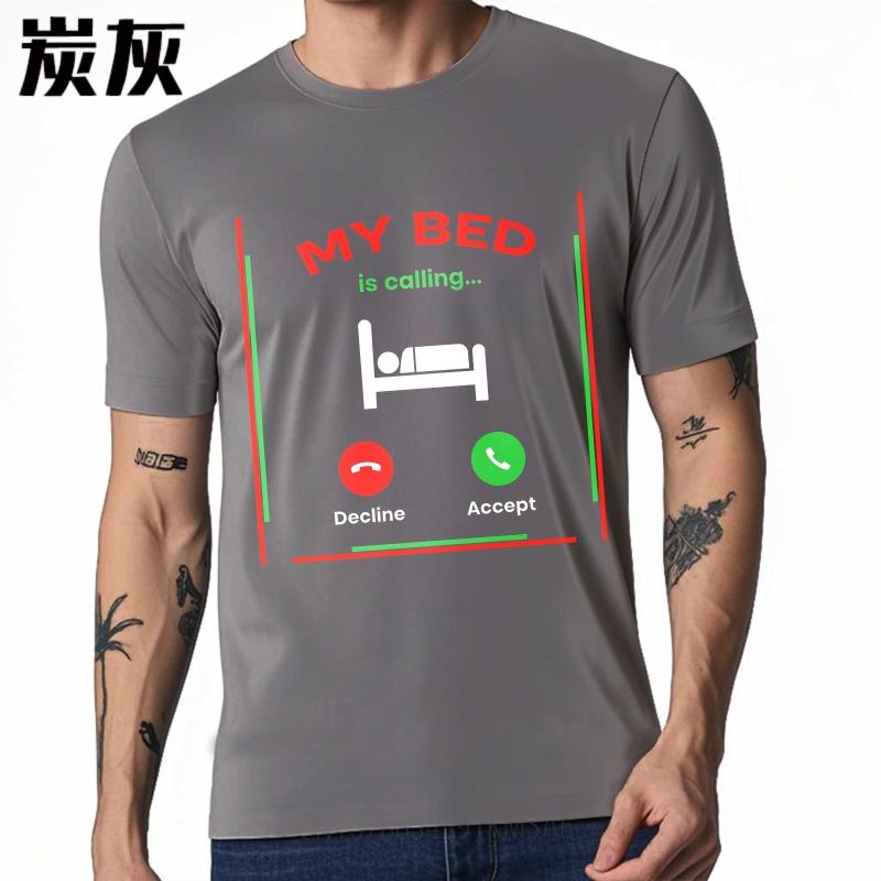Casual Tshirt Printed Women Short Sleeve Tshirt Daily Wear My Bed Is Calling Decline Accept Comfort Boys Tees Summer Unisex Tees