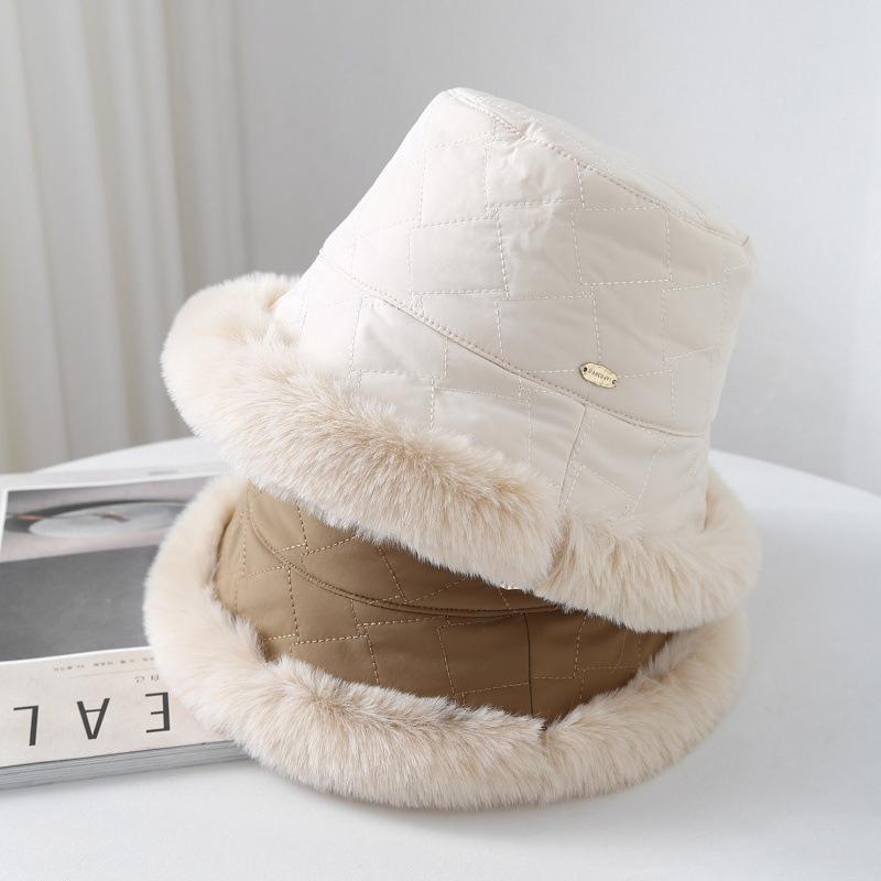 Women's Bucket Hat Winter Hats For Women Plush Fisherman Cap Simple Keep Warm Fashion Accessories Headwear