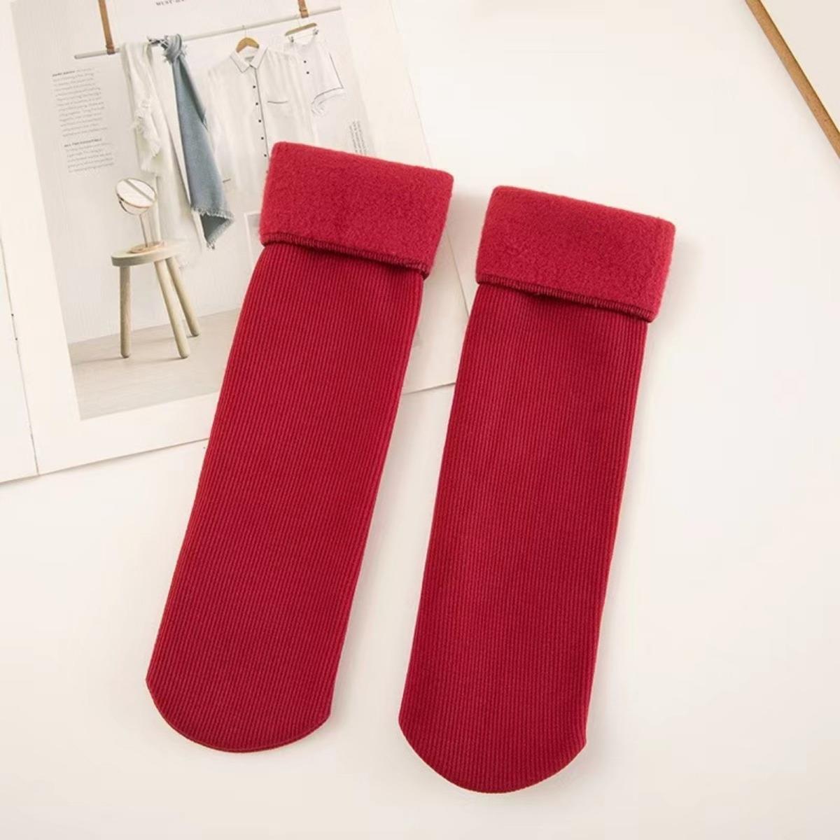 

Женские зимние теплые носки средней длины 10-1 - Эластичный край с утолщенным рубчатым дизайном, Доступны в нескольких цветах, Подходят для повседневной и формальной носки 1 pairs бордовый