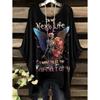 Damen T-Shirt Gothic Stil Bohemian Totenkopf Druck Locker Unregelmäßiger Saum Rundhalsausschnitt Kurzarm Shirt Oversize Y2k Sommerkleidung