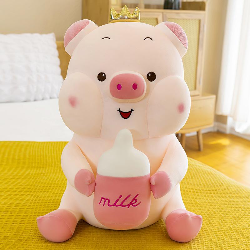 New Bottle Pig Rag Doll Plush Toy Creative Cartoon Pig Doll Large Size Sleeping Pillow