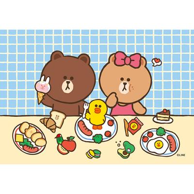 108 Piece Jigsaw Puzzle - Line Friends Brunch (Mini) (Framed), Popular Korean Puzzle