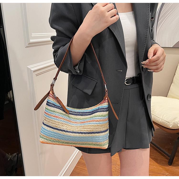 IELGY Summer Woven Underarm Bag Fashion Straw All-Match Shoulder Bag