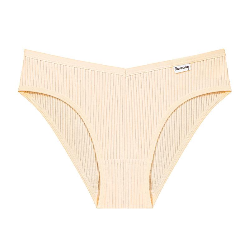 Women's Cotton Briefs Comfortable and Breathable Ribbed Hip-lifting Briefs Fashionable Cotton Underwear for Young Girls.