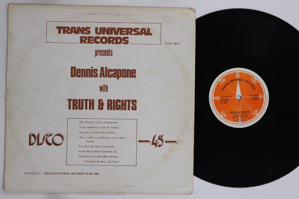

12inch Record DENNIS ALCAPONE GENE RONDO Truth Rights Time TUR001 TRANS UNIVERSA 1978 UK Reggae Ska Dub Used