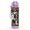 1 Stück Retro Bulldogge Hund Vintage Porträt Druck 750ml Tragbare Sportwasserflasche Auslaufsicher Reise Fitnessstudio Trinkbecher
