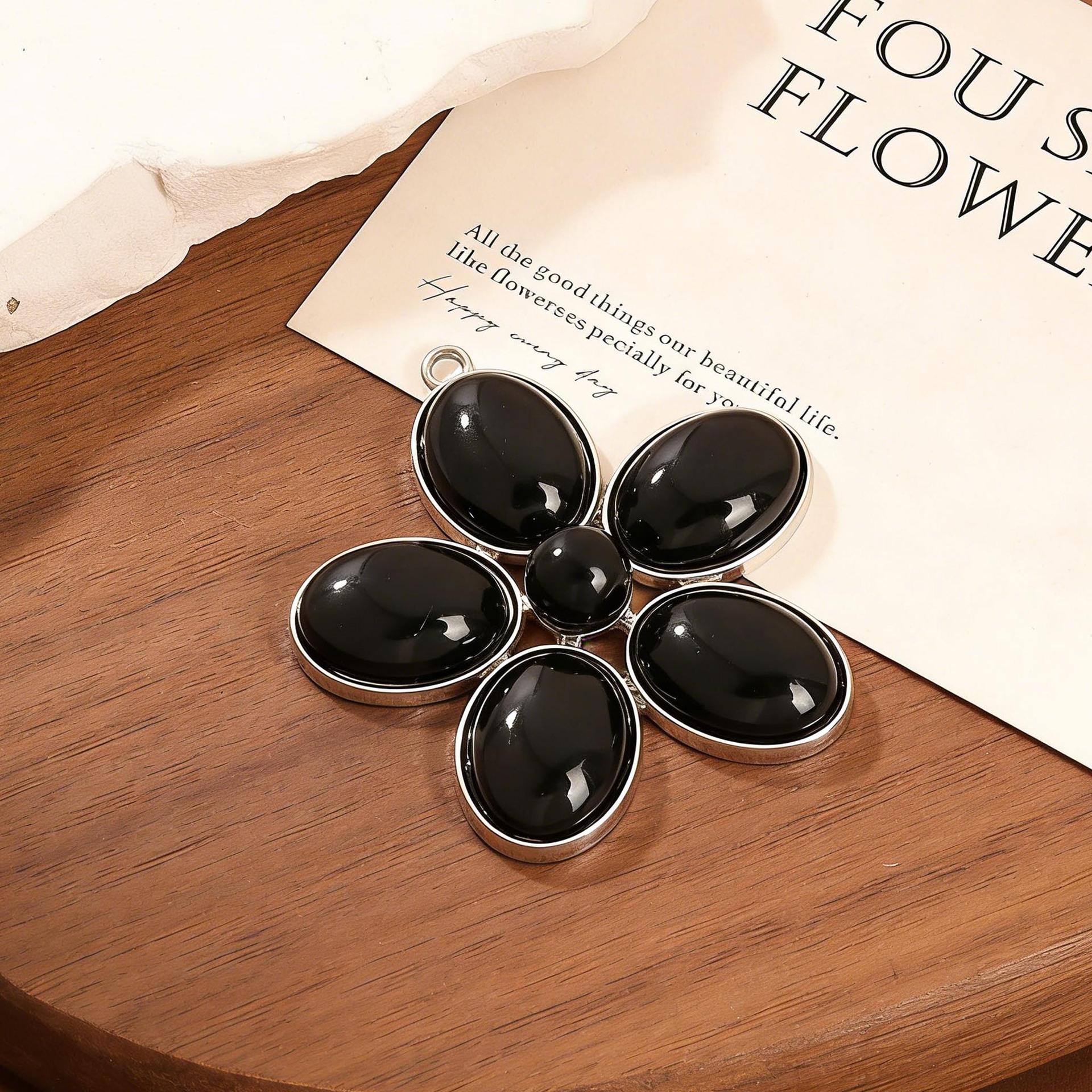 Autumn/Winter Tiger Eye Beaded Flower Pendant DIY Necklace Accessories