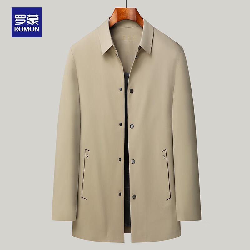 ROMON Men's Mid-Length Business Casual Trench Coat