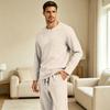 Men's Long Sleeve Pajama Set with Button Fly and Elastic Drawstring Waist for Sleep and