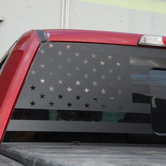 Rear Window Decor Sticker Decal Trim for Ford F150 2015- Black N Flag