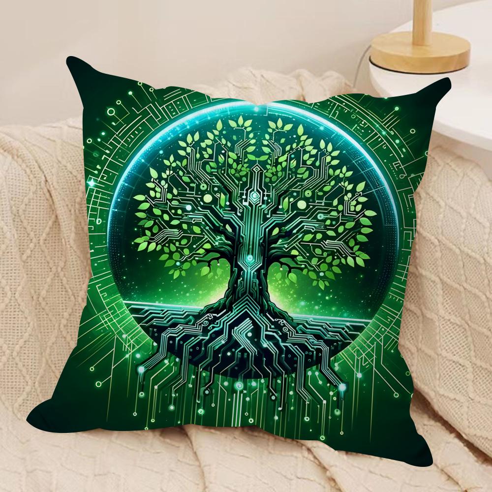 Tree Of Life Abstract Cushion Cover Silky Short Plush Invisible Zipper Dustproof Sofa Pillow Case For Home Decor