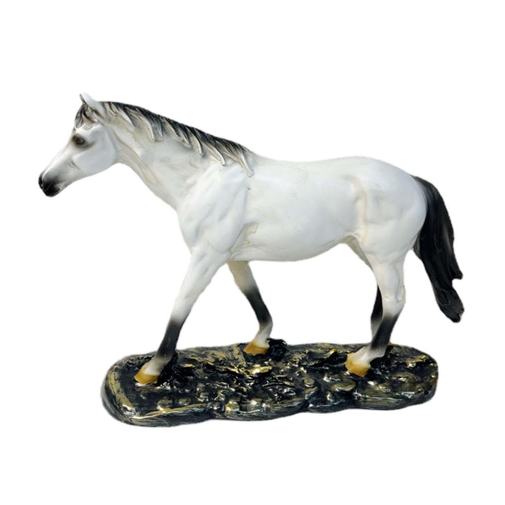 Horse Statue Desk Ornaments Sculpture Decor for Year Party Holiday white