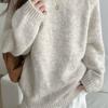Korean Style Soft Knitted Sweater - Solid Color, Long Sleeve, Round Neck Pullover for Autumn & Winter
